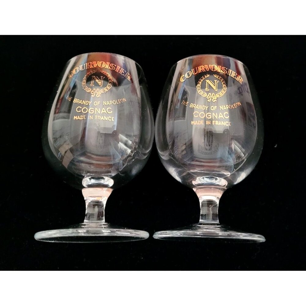 Courvoisier Cognac Snifters 3 Oz Gold Lettered Glass Brandy of Napoleon France